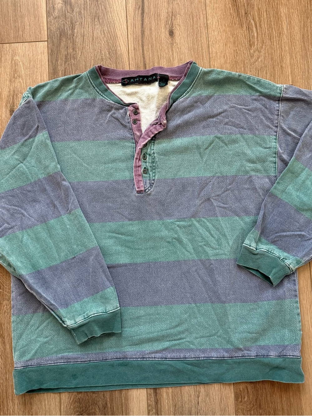 Vintage Santana Men's Striped Long-Sleeve Shirt size Large